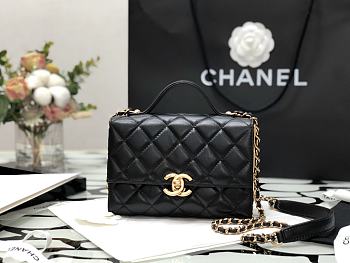 Chanel Mini Flap Bag Handle Lambskin & Gold Metal Black AS2796 12.5 x 17.5 x 5.5 cm