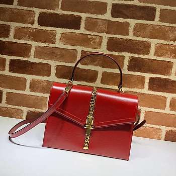 Gucci Sylvie 1969 Small Top Handle Bag Red 602781 26 x 19 x 10.5 cm