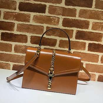 Gucci Sylvie 1969 Small Top Handle Bag Brown 602781 26 x 19 x 10.5 cm