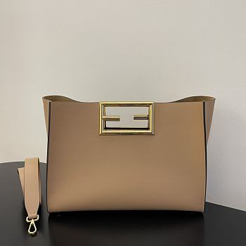 Fendi Medium Way Leather Shoulder Bag Beige 8BH391 40x18x30cm