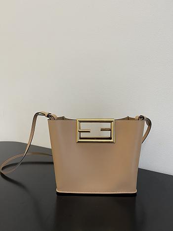 Fendi Small Way Leather Shoulder Bag Beige 8BS054 20x9x17cm