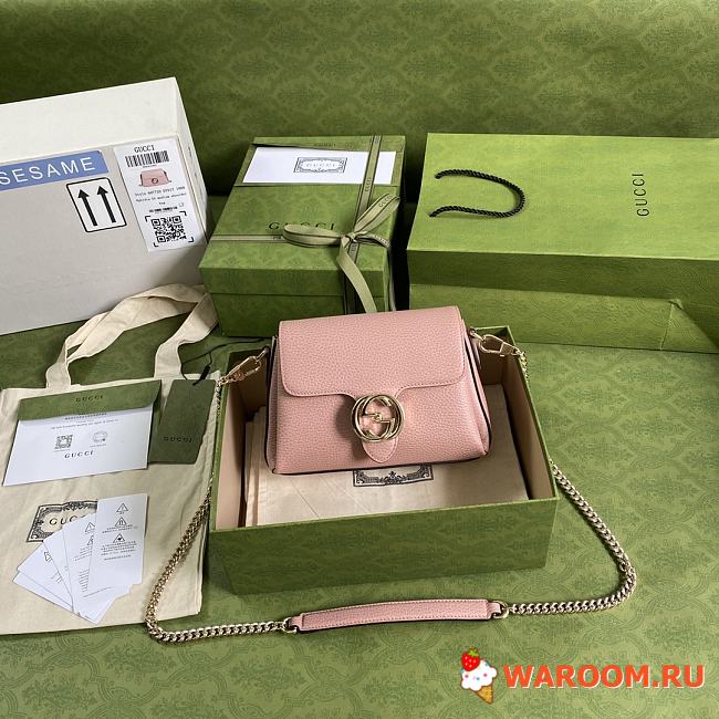 Gucci Interlocking G Leather Crossbody Bag Pink 607720 22 x 15 x 7 cm - 1
