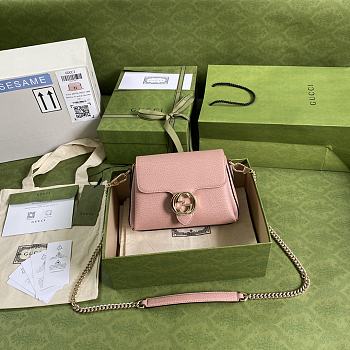 Gucci Interlocking G Leather Crossbody Bag Pink 607720 22 x 15 x 7 cm