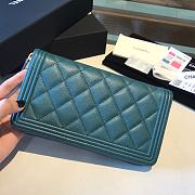 Chanel Boy Long Zipped Wallet Grained Leather Teal A80815 19cm - 3