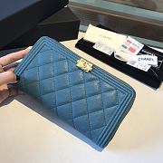 Chanel Boy Long Zipped Wallet Grained Leather Teal A80815 19cm - 2