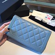 Chanel Boy Long Zipped Wallet Grained Leather Sky Blue A80815 19cm - 5