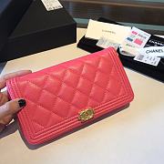 Chanel Boy Long Zipped Wallet Grained Leather Pink A80815 19cm - 6