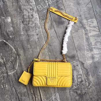 Prada Medium Leather Diagramme Bag Yellow 1BD108 24 x 14 x 6 cm