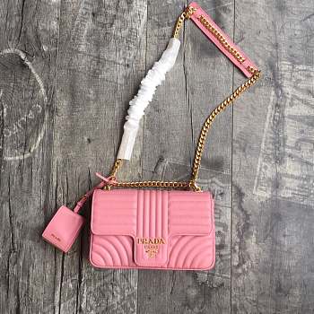 Prada Medium Leather Diagramme Bag Pink 1BD108 24 x 14 x 6 cm