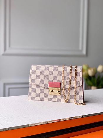 Louis Vuitton Croisette Chain Wallet Damier Azur Pink N60358 21 x 13.5 x 5 cm