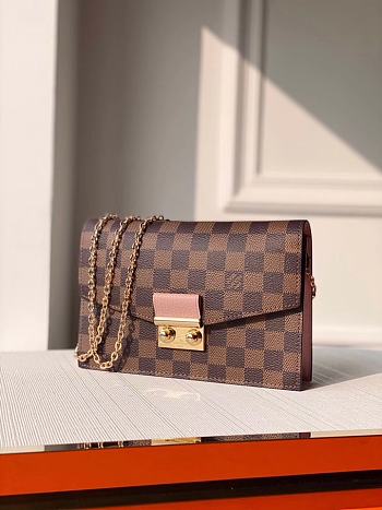 Louis Vuitton Croisette Chain Wallet Damier Ebene Magnolia Pink N60287 21 x 13.5 x 5 cm