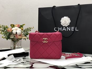 Chanel Small Box Bag Lambskin & Gold Metal Dark Pink AS2877 14.5 x 16.5 x 7 cm