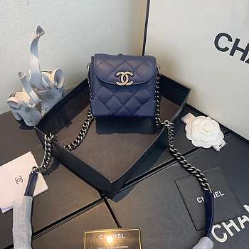 Chanel Mini Quilted Leather Crossbody Bag Blue AS1169 19 x 12 x 9 cm