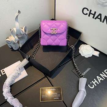 Chanel Mini Quilted Leather Crossbody Bag Purple AS1169 19 x 12 x 9 cm