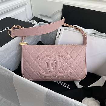 Chanel Grained Leather Hobo Bag Pink B01960 25 x 14 x 5 cm