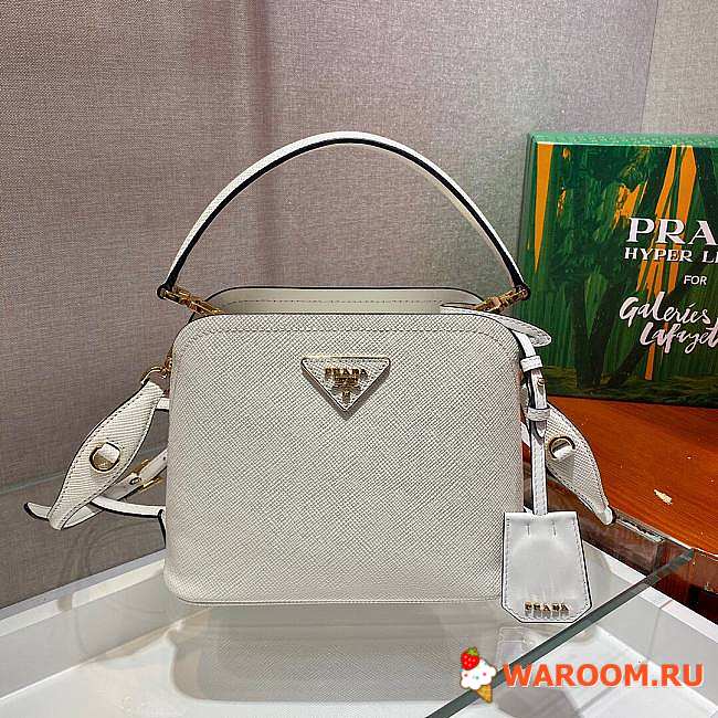Prada Matinée Micro Saffiano Leather Bag White 1BA286 21 x 16.5 x 9.5 cm - 1