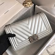 Chanel Medium Boy Bag Chevron Black-tone Metal Grained Leather Silver A67086 25cm - 1