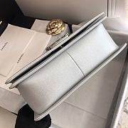 Chanel Medium Boy Bag Chevron Black-tone Metal Grained Leather Silver A67086 25cm - 2