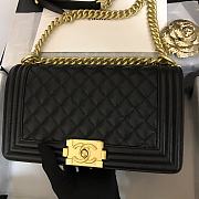 Chanel Medium Boy Bag Classic Gold-tone Metal Grained Leather Black A67086 25cm - 4