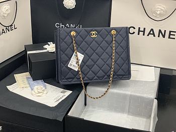 Chanel Large Shopping Bag Grained Leather Navy AS2360 23 x 35.5 x 9.5 cm