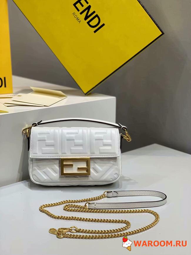 Fendi Small Nappla Leather White 8BS017 18 x 4 x 11 cm - 1