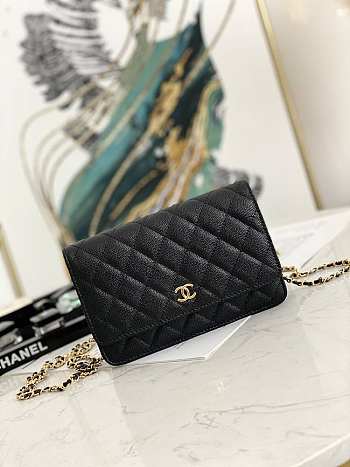 Chanel Wallet On Chain Black AP2298 19.2 × 12.3 x 3.5 cm