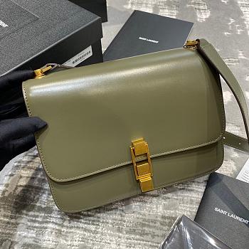 Ysl Le Carre Satchel In Box Olive Green 6332141 23 x 17.5 x 6.5 cm