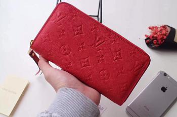 Louis Vuitton Zippy Wallet Monogram Leather Red M64090 19.5 x 10 cm