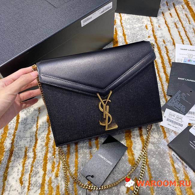 Ysl Cassandra Medium Chain Bag Grained Leather Black 532750 22 x 16.5 x 5.5 cm - 1