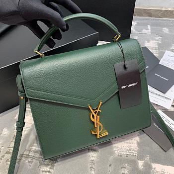 Ysl Cassandra Medium Top Handle Bag Grained Leather Green 623931 24.5 x 20 x 11.5 cm