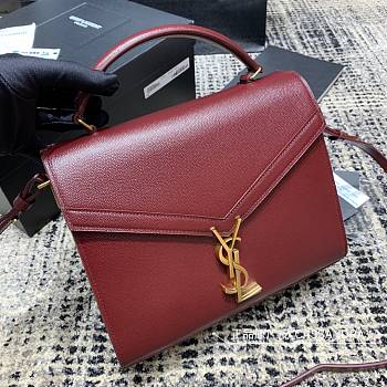 Ysl Cassandra Medium Top Handle Bag Grained Leather Red 623931 24.5 x 20 x 11.5 cm