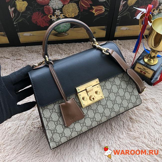 Gucci Padlock Small Top Handle Bag GG Supreme Leather Black 453188 28 x 19 x 11 cm - 1