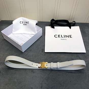 Celine Cowhide Leather Belt White Size 2.5 cm