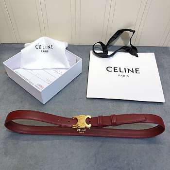 Celine Cowhide Leather Belt Bordeaux Size 2.5 cm