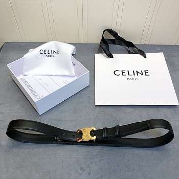 Celine Cowhide Leather Belt Black Size 2.5 cm