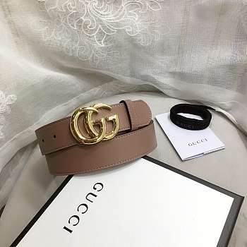 GG Marmont Leather Belt With Shiny Buckle Rose Beige 3 cm
