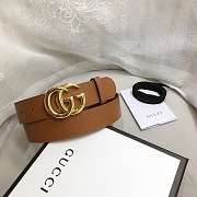GG Marmont Leather Belt With Shiny Buckle Brown 3 cm - 1