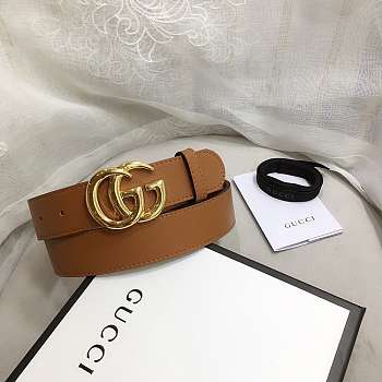 GG Marmont Leather Belt With Shiny Buckle Brown 3 cm
