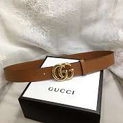 GG Marmont Leather Belt With Shiny Buckle Brown 3 cm - 4