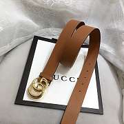 GG Marmont Leather Belt With Shiny Buckle Brown 3 cm - 3