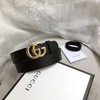 GG Marmont Leather Belt With Shiny Buckle Black 3 cm