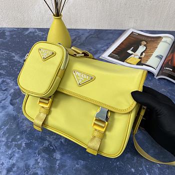 Prada Re-Nylon/Saffiano Leather Shoulder Bag Yellow 2VD034 16 x 22 x 8.5 cm 