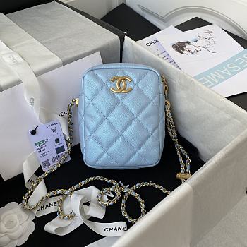 Chanel Mini Camera Case Grained Leather Blue AS2857 16 x 12 x 6 cm
