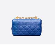 DIOR SMALL CARO BAG Greek Blue Supple Cannage Calfskin M9241 20cm - 3