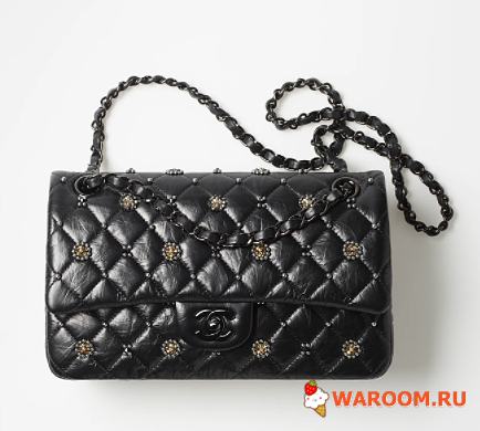 Chanel CLASSIC HANDBAG Shiny Crumpled Calfskin black 25.5cm - 1