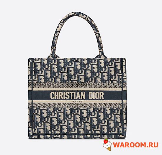 DIOR  SMALL DIOR BOOK TOTE Blue Dior Oblique Embroidery M1296 26.5 cm - 1