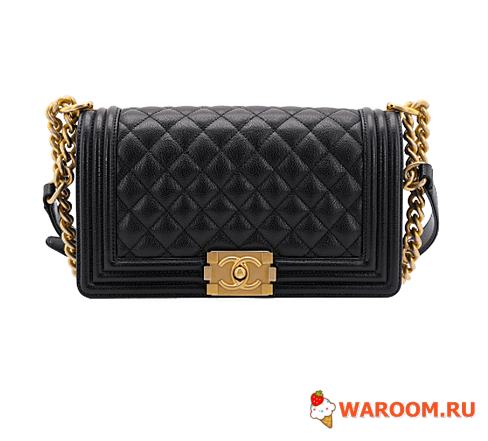 Chanel Medium Boy Bag Classic Gold-tone Metal Grained Leather Black A67086 25cm - 1