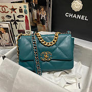 Chanel 19 calfskin in lake blue-26×16×9cm - 1