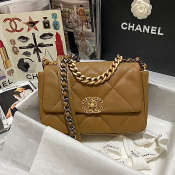 Chanel 19 calfskin in brown-26×16×9cm