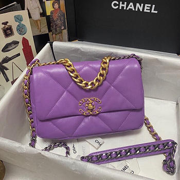 Chanel 19 calfskin in purple-26×16×9cm